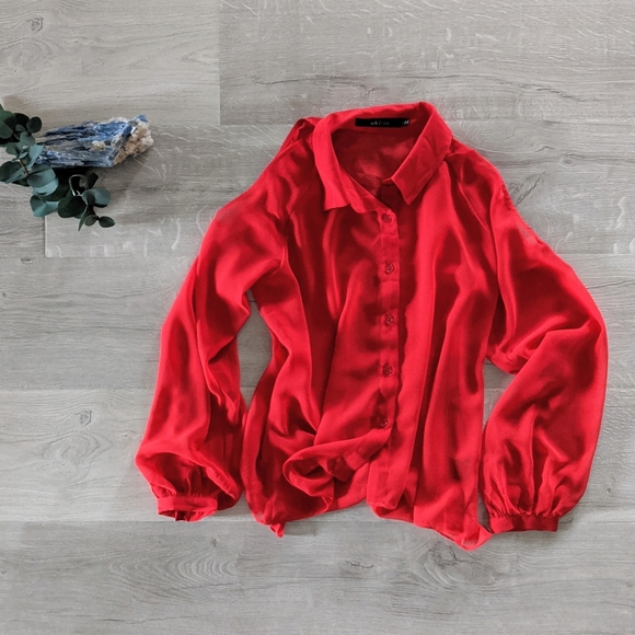 Ark & Co Sheer Cutout Cold Shoulder Sheer Top - Picture 6 of 7